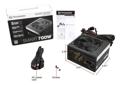 Fuente De Poder Thermaltake Smart 700 Watts 80 Plus Certific