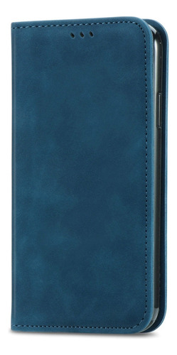 Funda Retro Con Textura De Piel Azul Para Samsung Galaxy A12