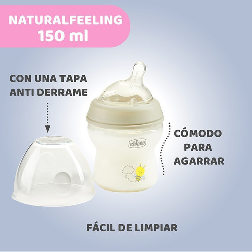 Imagen 7 de 9 de Mamadera Biberón Naturalfeeling 0m+ 150 Ml Flujo Normal