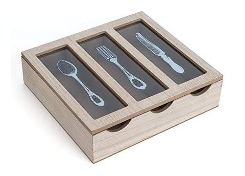 Caja Organizadora De Madera Para Cuchillos Tenedores Cuchara