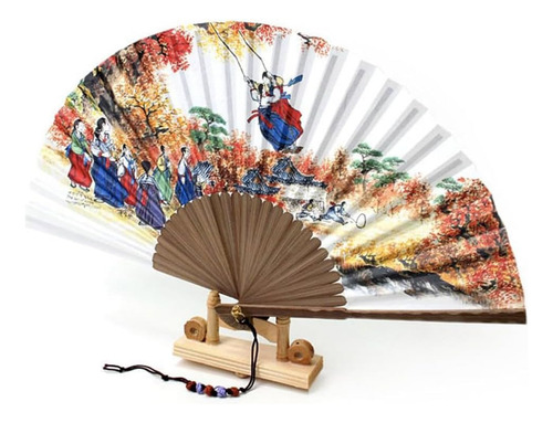 Ecsd Korean Tradicional Bamboo Hanji Hand Fan Com Norigae Ba