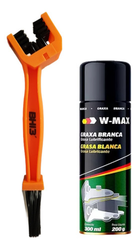Kit Escova Limpeza Corrente Wurth Graxa Branca Spray 300ml