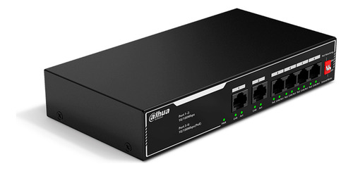 Switch 4 Puertos Poe 10/100 Dahua Sf1006lp 2 Puertos Uplink
