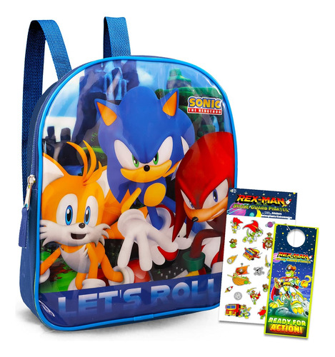 Mochila Escolar Sonic Toys De 11 Pulgadas Para Ninos