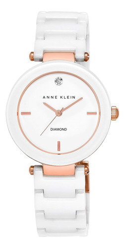 Reloj Anne Klein, Piedras Genuinas, Ceramica, Blanco/dorado