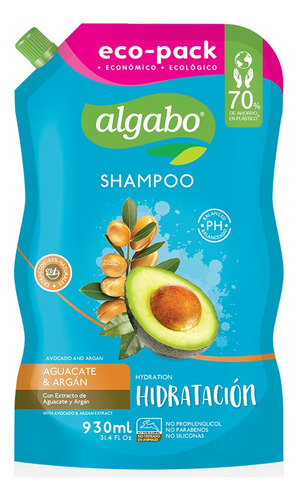 Shampoo Aguacate Y Argán Hidratación Dp X 930ml Algabo