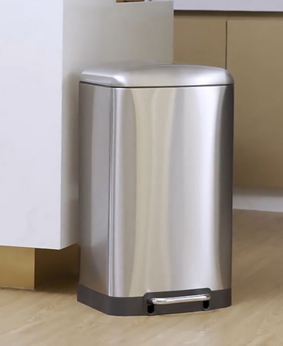 Cesto Rectangular Métalico Con Pedal 30 L Cierre De Lento