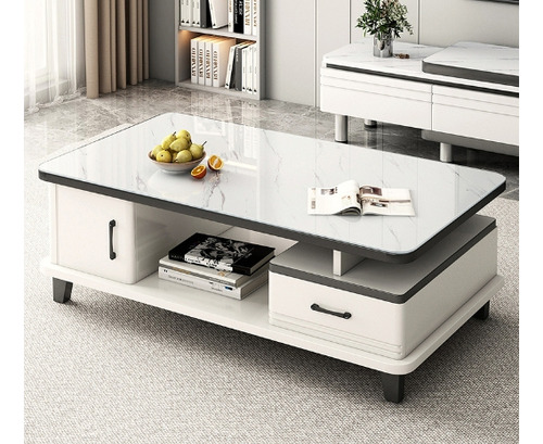 Mesa De Centro Minimalista Mandera Y Rectangular De 120cm Color Blanco