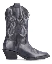 Comprar Botas Texanas Mujer Caña Media Heben Con Costuras Cuero Moda