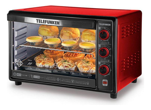 Forno De Bancada Elétrico Telefunken 60l E650c Vermelho 220v