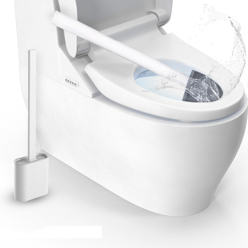 Imagem 3 de 8 de Escova Vaso Sanitário Silicone + Lixeira Inox Banheiro Pia