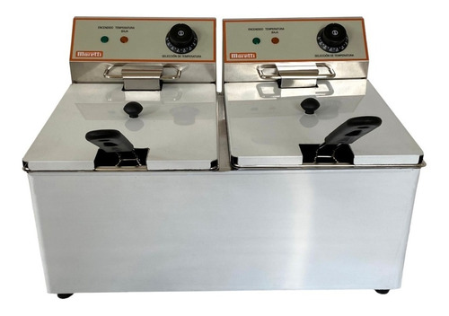 Freidora Eléctrica Doble Moretti 16 Lts Fryer 8+8 Acero Inox