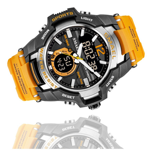 Relógio Smael 1805 Militar Sport Dual-time Laranja