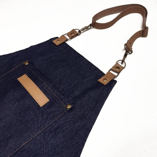 Imagen 4 de 6 de Delantales Jean Y Cuero Unisex Porta Repasador O Toalla
