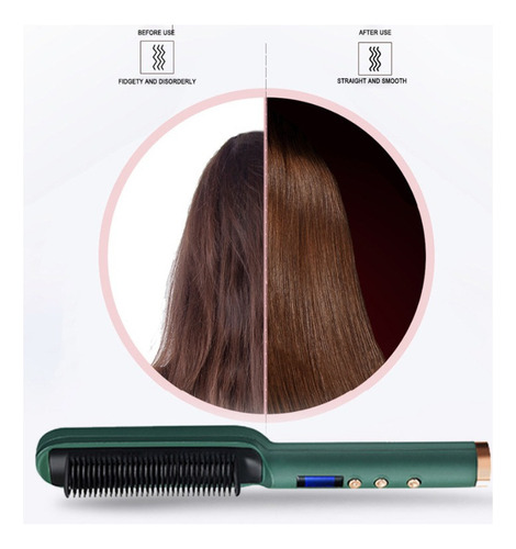 2 In 1 Hair Straightening Brush Lcd Ceramic Anion