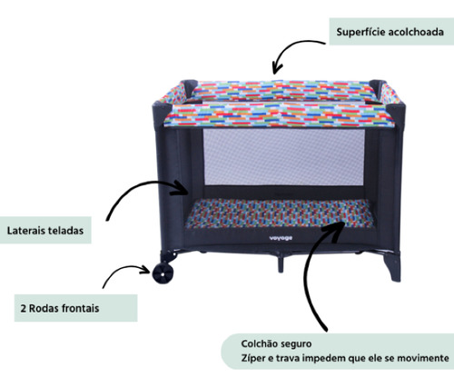 Berço Portátil com Mosquiteiro Sleep até 18Kgs Colorê Voyage