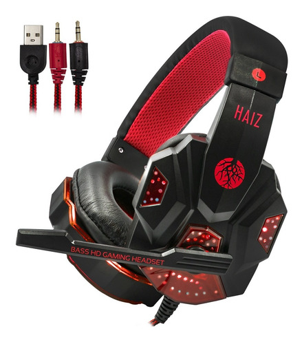 Imagem 8 de 10 de Kit Gamer Haiz Teclado Semi Mecanico Headset E Mouse C/ Led