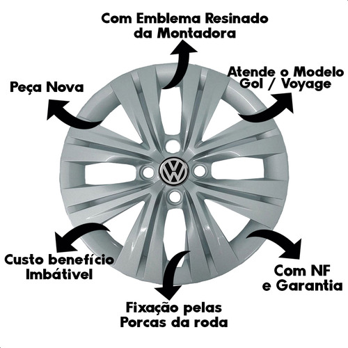 Jogo Calota Volkswagen Aro 15 Gol G3 G4 G5 G6 G7 4 Peças