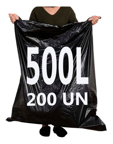 200 Sacos De Lixo Preto 500 Litros Reforçado