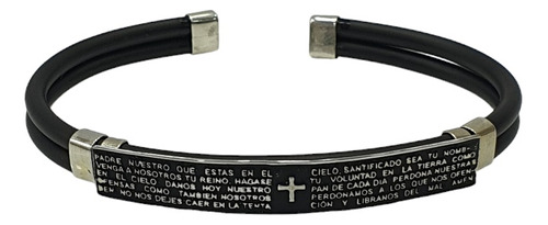 Brazalete Caucho Plata Ley.925 Padre Nuestro