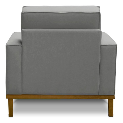 Poltrona Decorativa Living Com Base Lavinia Linho Cinza