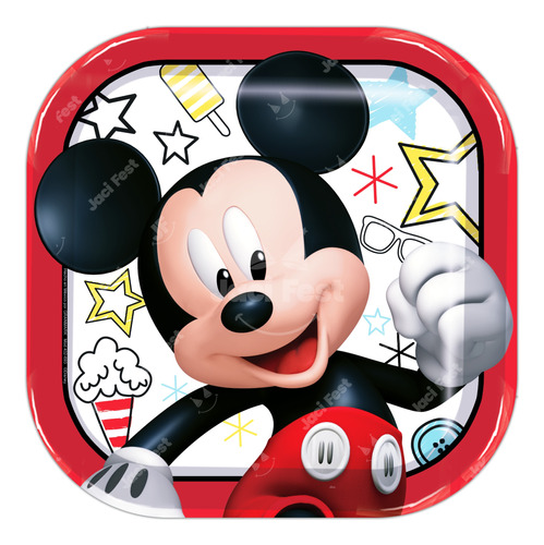 Platos Cuadrados Mickey Mouse Artículo Fiesta - Mic0h1 