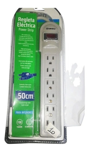 Regleta Eléctrica De 6 Enchufes 50cm Mayor Y Detal Oferta