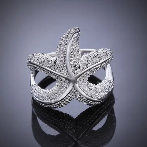 Lzd Anillo De Moda Chapado En Plata Esterlina Con Estrella .