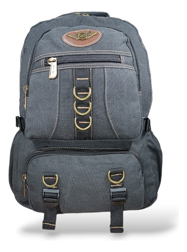 Mochila Para Viagem Wlxy7001 - Expansiva Até 50 Litros, Lona Cor Preto Desenho Do Tecido Lisa