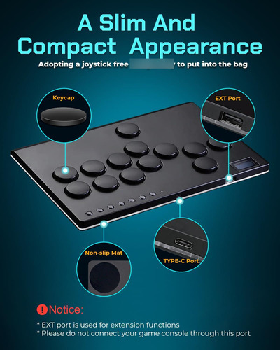 Arcade Stick All Metal Controlador Con Rgb Y Turbo Funciones
