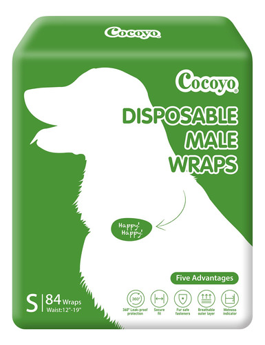 Cocoyo Envolturas Desechables Para Perros Machos, Tamano Peq