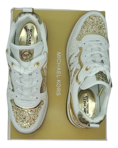 Tenis mk blancos con dorado sales