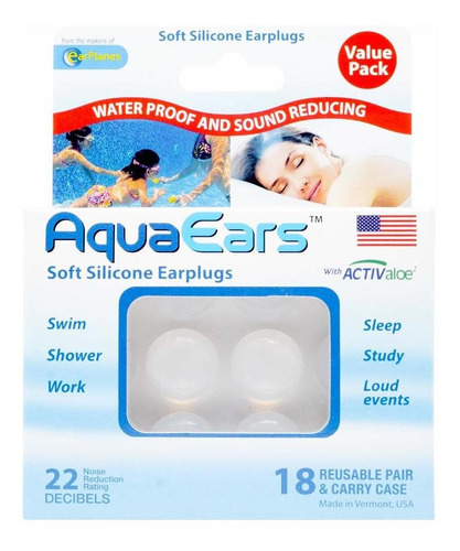 Aqua Ears® Soft Silione Earplugs 18 Pair