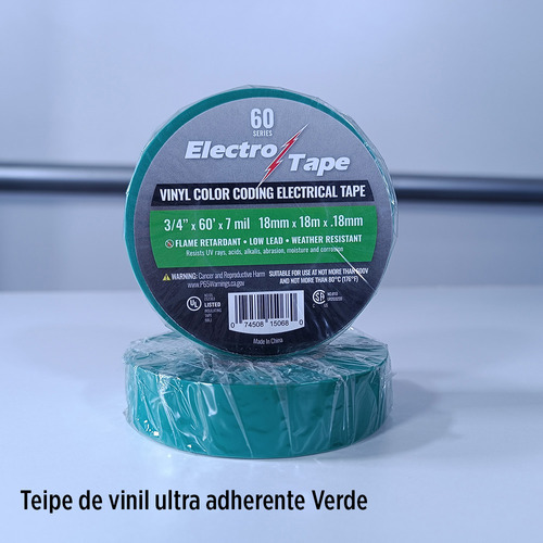 Teipe De Color Verde De Vinil 3/4inx60ft