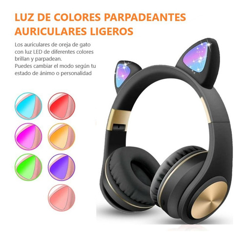 Audifonos Inalámbricos Bluetooth 5.0 M1 Cat Gato Premiun Col Color Negro