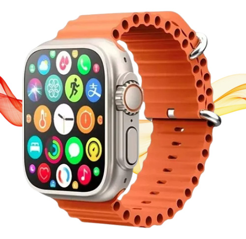 Relógio Smartwatch Gs Wear Gs9 Ultra 49mm Titânio & Silicone Cinza Milanese Laranja Cinza