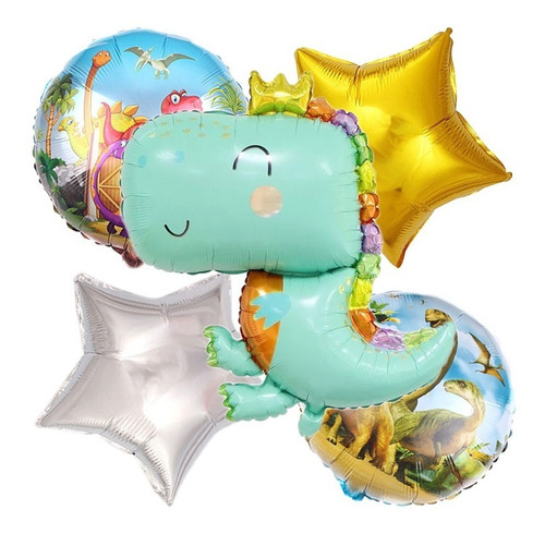 Set De Globos Decoración 5 Uds Dinosaurio Animado Rey