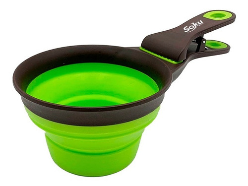 Soku Cucharón Tazón Plegable Croquetas Clip Sellador  3 En 1 Verde Max 1 cup