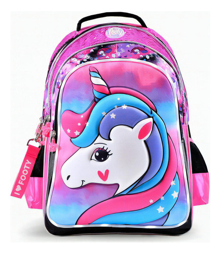 Mochila Footy De Estrella Star C/ Luz Led Personalizada Color Rosa