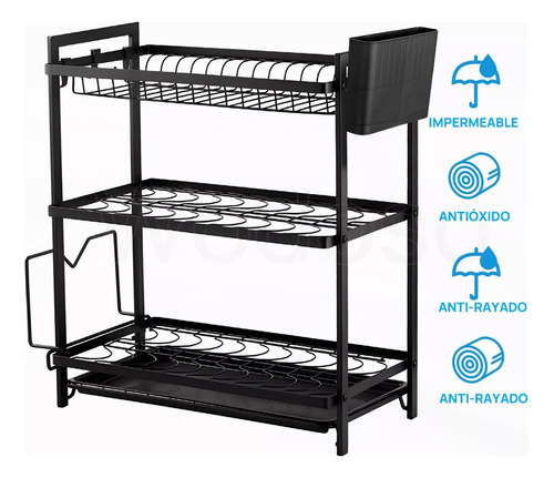 De Escurridor De Platos De 3 Niveles Con Bandejas De