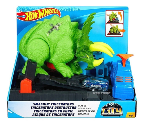 Hot Wheels Pista Ataque Triceratops + Vehiculo Mattel Orig