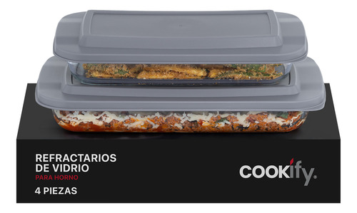 Set 2 Refractarios De Vidrio Para Horno Con Tapa