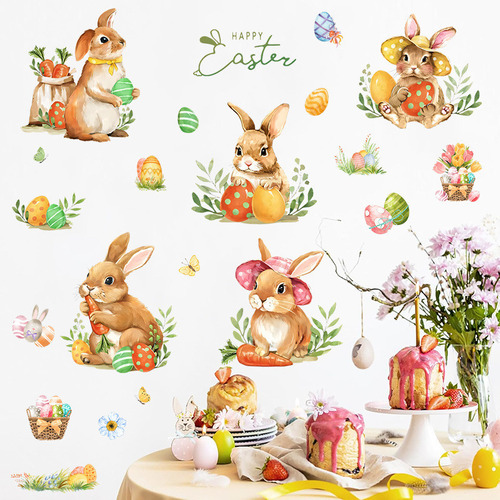 Adhesivo De Vidrio De Pascua Con Forma De Conejo De Pascua,