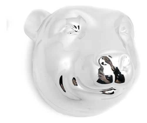Vaso De Parede Cachepot Urso Prateado Cerâmica