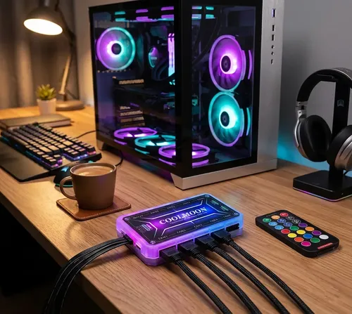 anemoi TDP 4コン Hub Controladora Argb Coolmoon Para 10 Fans E Fitas Led Rgb