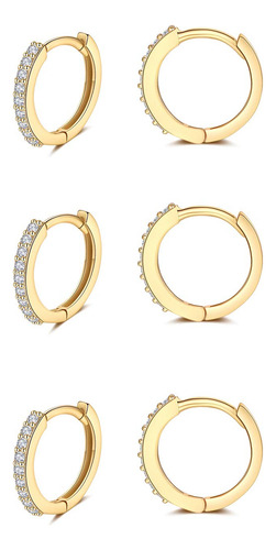 Aretes De Aro De Plata Hipoalergénicos 3 Pares Pequeños