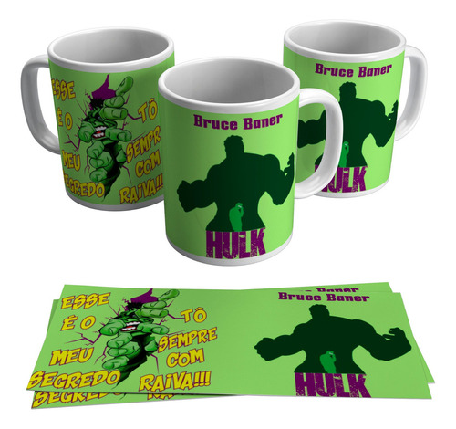 Caneca Tô Sempre Com Raiva Incrível Hulk Marvel Super Herói