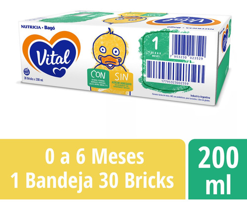 Vital 1 - Pack X 30 Bricks 200ml. Leche Líquida Infantil