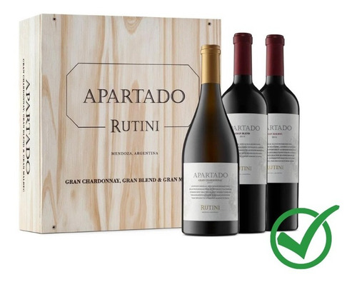 Caja Vino Rutini Apartado X 3 - Madera - Regalo Empresarial