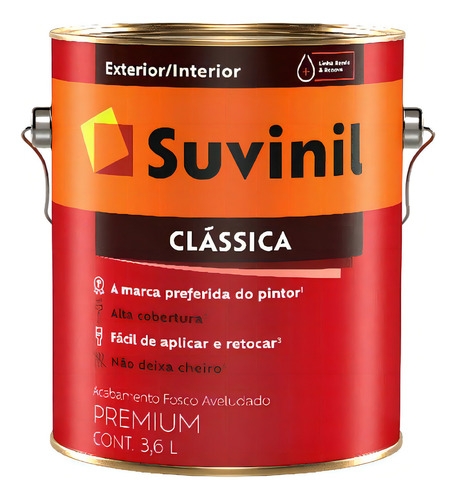Tinta Acrílica Clássica Suvinil 3,6l - Cores Acabamento Fosco Cor Marfim
